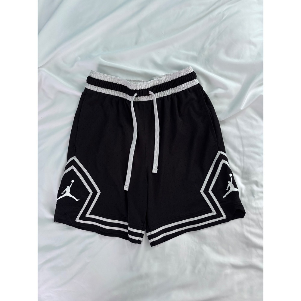 Jordan Boys Dri-FIT Jumpman Diamond Basketball Shorts Black White Small S